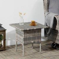 OUTSUNNY PE Rattan Outdoor Coffee Table, Easy Match Rattan Side Table in Grey
