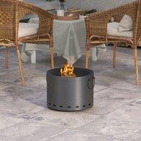 OUTSUNNY 38cm Smokeless Wood Burning Firepit Metal Fire Pit, Dark Grey