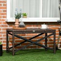 OUTSUNNY PE Wicker Outdoor Coffee Table w/ Full Woven Rattan Table Top in Brown