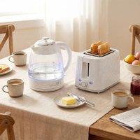 HOMCOM Kettle & Toaster Set with Limescale Filter, Crumb Tray in Cream