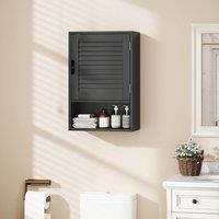 HOMCOM Bathroom Cabinet, Wall Mounted Cabinet with Adjustable Shelves in Black | Size: W600mm x H600mm