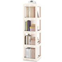 Costway 4-Tier Foldable Rotating Bookshelf Revolving Bookcase Display Shelf in White
