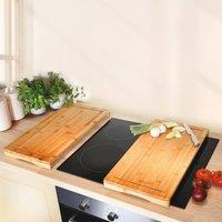 Havendro Set of 2 Bamboo Chopping Board Worktop Saver in Beige