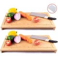 EONLION Set of 2 Bamboo Chopping Board Induction in Light Oak