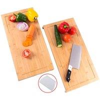 Hinsinc Set of 2 Chopping Board Bamboo Hob Cover Worktop UK in Natural