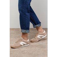 Oasis Women's Jemima Faux Suede Mesh Lace Up Trainers in Beige | Size: 3