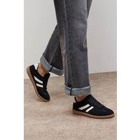 Oasis Women's Jenna Faux Suede Mesh Detail Lace Up Trainers in Natural Black | Size: 6