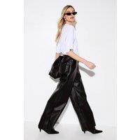 MissPap Women's Slouch Faux Leather Pants in Black | Size: 14