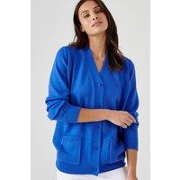 Damart Women's Soft & Warm Essential V-Neck Cardigan in Blue | Size: 8