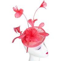 Vellin Women's Delicate Feather Stem Sinamay Fascinator in Coral