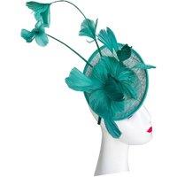Vellin Women's Delicate Feather Stem Sinamay Fascinator in Green