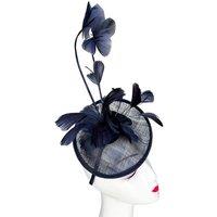 Vellin Women's Delicate Feather Stem Sinamay Fascinator in Navy