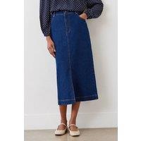 Finery London Women's Rachel Denim Midi Skirt in Dark Indigo | Size: 16