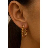 MUCHV Women's 18k Gold Twisted Hoop Earrings