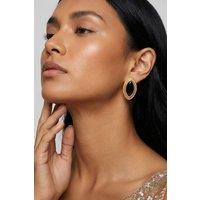 MUCHV Women's 18K Gold Oval Black Stud Earring | Size: 20mm