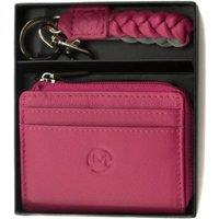Mala leather Women's Leather Purse & Keyring Leather Giftset in Pink