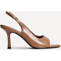 Linzi Women's Tokyo Camel Faux Leather Peep Toe Heels | Size: 5-Standard Fit