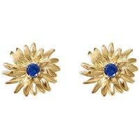 Harfi Women's Sapphire September Birthstone Aster Birthflower Stud Earrings in Gold