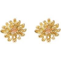 Harfi Women's Citrine November Birthstone Chrysanthemum Birthflower Earrings in Gold