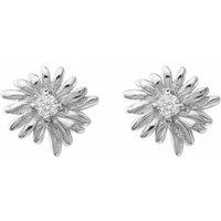 Harfi Women's White Topaz April Birthstone Daisy Birthflower Silver Stud Earrings