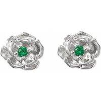 Harfi Women's Emerald May Birthstone Hawthorn Birthflower Stud Earrings in Silver