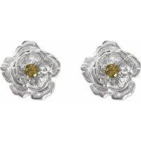 Harfi Women's Peridot August Birthstone Poppy Birthflower Stud Earrings in Silver