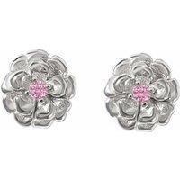 Harfi Women's Pink Toumaline October Birthstone Marigold Birthflower Stud Earrings in Silver