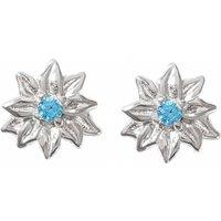 Harfi Women's Turquoise December Birthstone Holly Birthflower Stud Earrings in Silver
