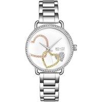 SO&CO Women's Madison 5577 38mm Crystal Studded Watch with Heart Shaped Accents in Silver
