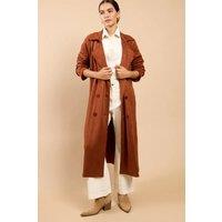 Little Mistress Women's Brown Suedette Trench Coat | Size: Large