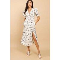 Little Mistress Women's Natural Embroidered Midaxi Dress | Size: 10