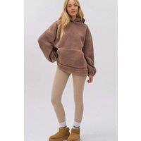 BCouture Women's Sherpa Fleece Hoodie & Leggings Set in Brown | Size: 2XL