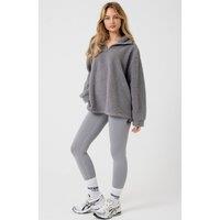 BCouture Women's Quarter-Zip Borg Fleece & Leggings Set in Grey | Size: Small