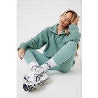 BCouture Women's Quarter-Zip Borg Fleece & Leggings Set in Teal | Size: Medium