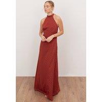 Anaya with Love Women's Self-Tie Halter Neck Open Back Maxi Dress in Red | Size: 6