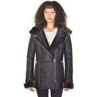 Infinity Leather Women's Hooded Merino Sheepskin Jacket-Rothwell in Black | Size: 20