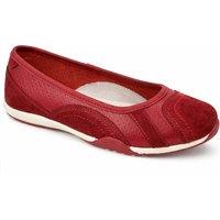 Down To Earth Women's Perforated Action Leather Ballet Pump with Contrast Sole in Burgundy | Size: 5
