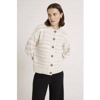 Finery London Women's Whitney Round Neck Knitted Cardigan in Warm White | Size: 12