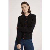 Finery London Women's Emlyn Cotton Knitted Collared Cardigan in Black | Size: 14