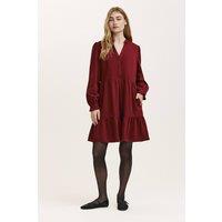 Finery London Women's Verona Corduroy Tiered Short Dress in Wine | Size: 18
