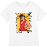 One Piece Monkey.D.Luffy Piracy Kids T-Shirt, White | Size: 7-8 Years