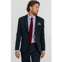 Dobell Men's Blue Herringbone Harris Tweed Jacket | Size: 40L