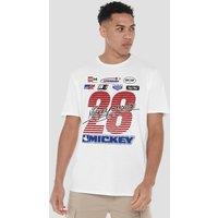 Disney Mickey Mouse Racing Logos T-Shirt, White | Size: XL