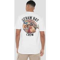 One Piece Straw Hat Crew Front Back T-Shirt, White | Size: 3XL
