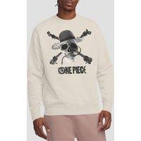One Piece Mono Skull Logo Sweatshirt, Natural in Beige | Size: XL