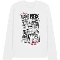 One Piece Wanted Posters Long Sleeve T-Shirt, White | Size: Small