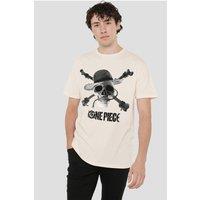 One Piece Mono Skull Logo T-Shirt, Natural in Beige | Size: Large