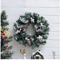 Living and Home D30cm Snow Flocked Christmas Artificial Wreath with Classical Xmas Ornaments in Green