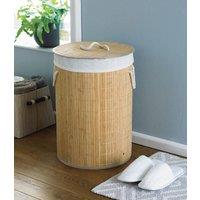 HomeSpace Direct Round Bamboo Natural Laundry Hamper