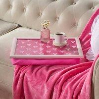 OHS Bows Cushioned Serving Lap Tray Soft Padded Portable Lightweight in Bright Pink